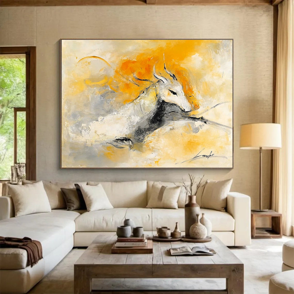 Mythical Creature Abstract Painting with Ethereal, Imaginative Presence ABS499