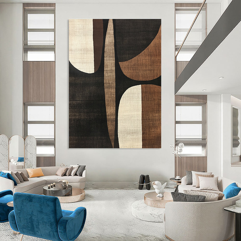 Earth - Toned Geometric Shapes Abstract Painting for Rustic - Modern Home Decor GAB1359