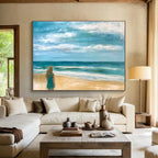 Beach Figure Abstract Painting with Calm, Coastal Serenity ABS520