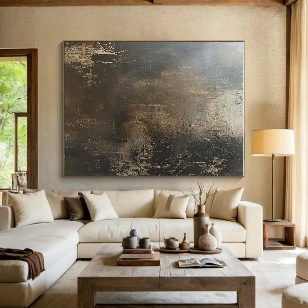 Dark Tonal Abstract Painting with Mysterious Depth WINK253