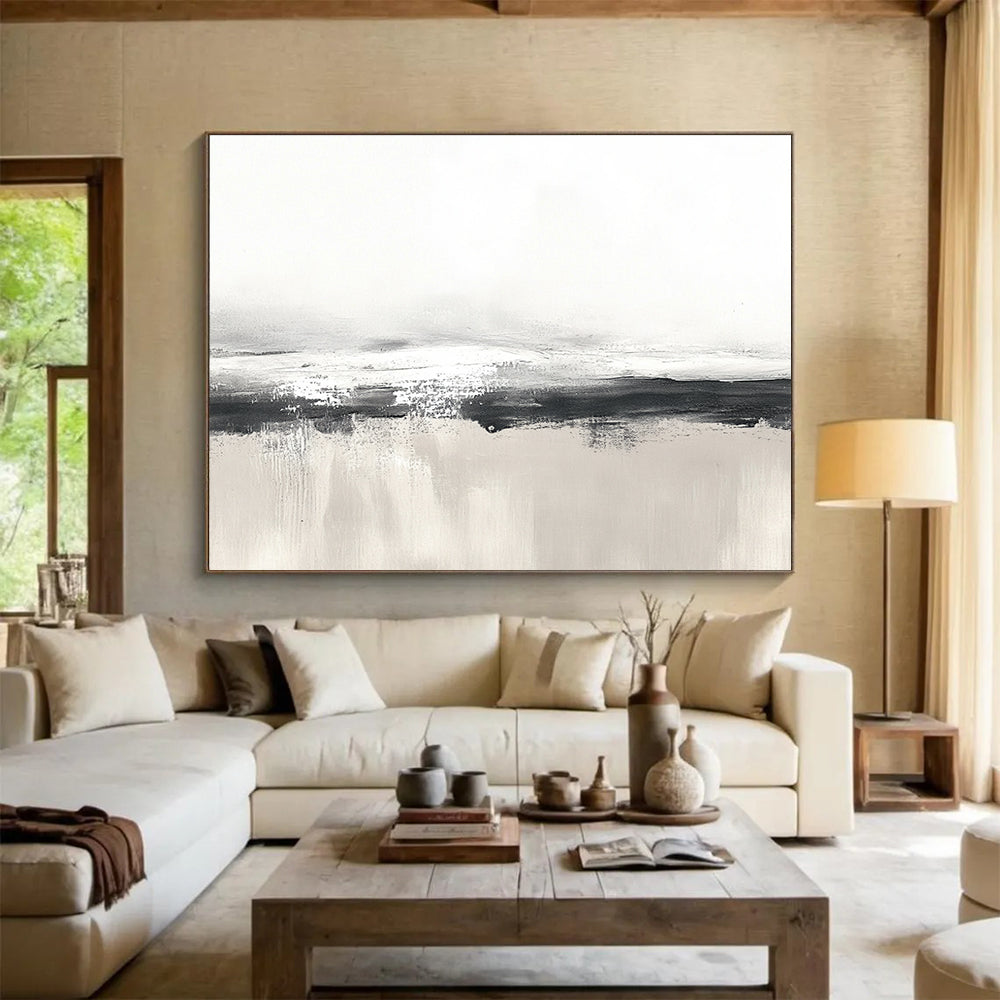 Monochrome Landscape Abstract Painting with Subtle Textures ABS255