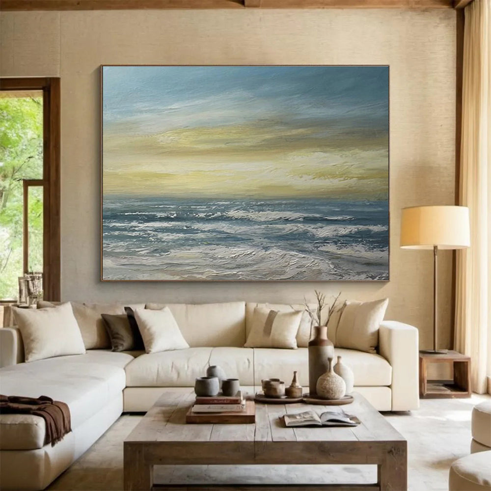 Sunset Sea Abstract Vibrant Landscape Painting for Art - Filled Homes YHT032