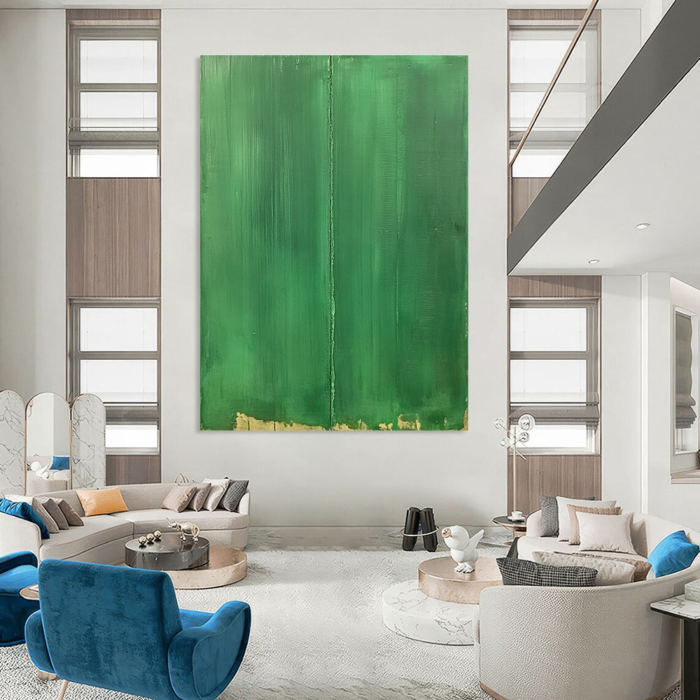 Solid Green with Line Painting of Understated Contrast GAB0145