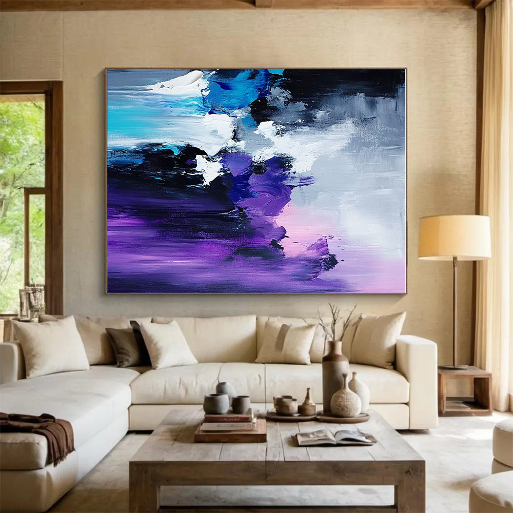 Purple Blue White Abstract Painting with Mystical Depths WINK515