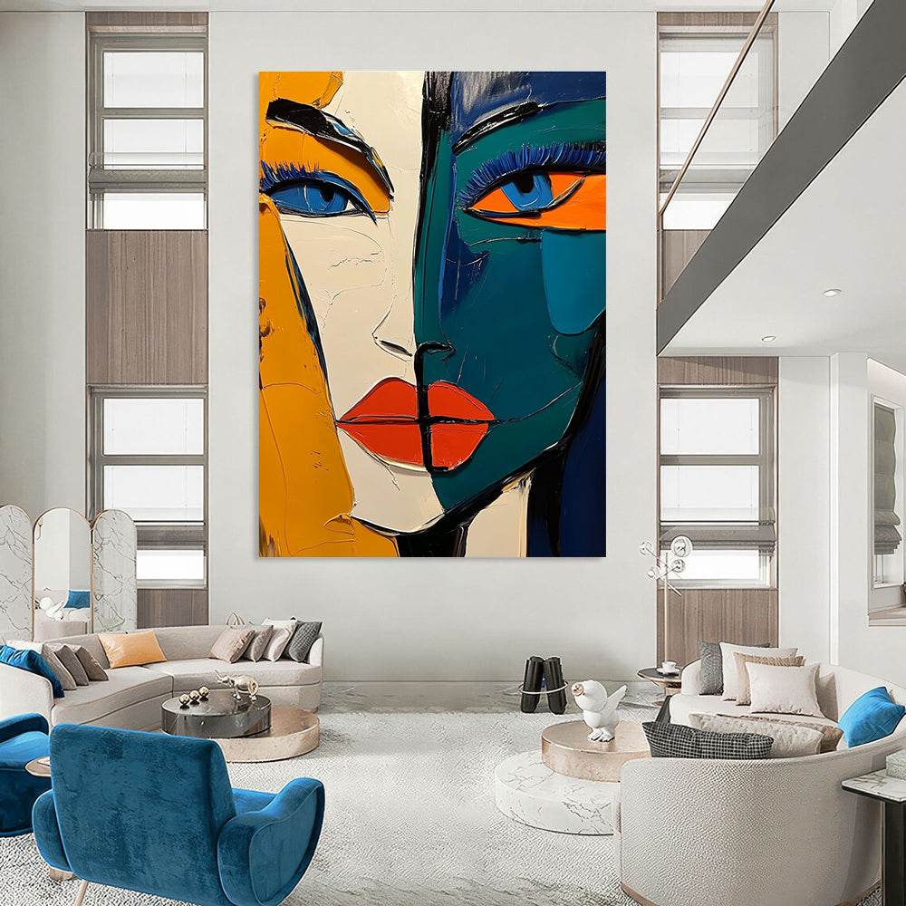 Colorful Cubist Portrait - Bold Figurative Abstract Art GAB0485