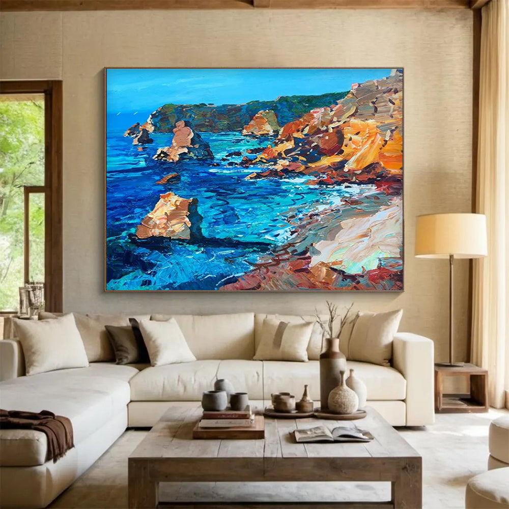 Coastal Rocks Abstract Painting for Seaside Home Living Rooms YHT454