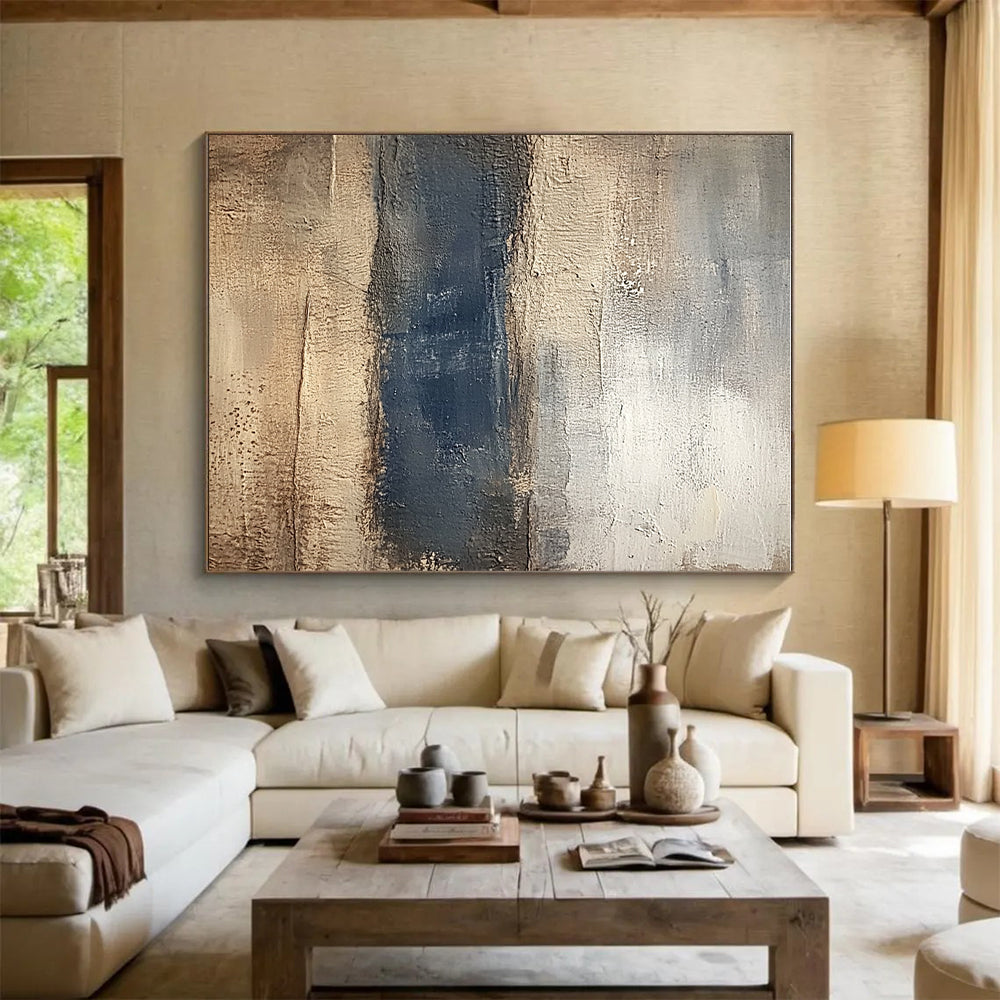 Beige Gray Blue Abstract Painting with Coastal Calm WINK454