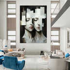 Cubist Faces Modern Abstract Painting for Art Enthusiasts GAB1503