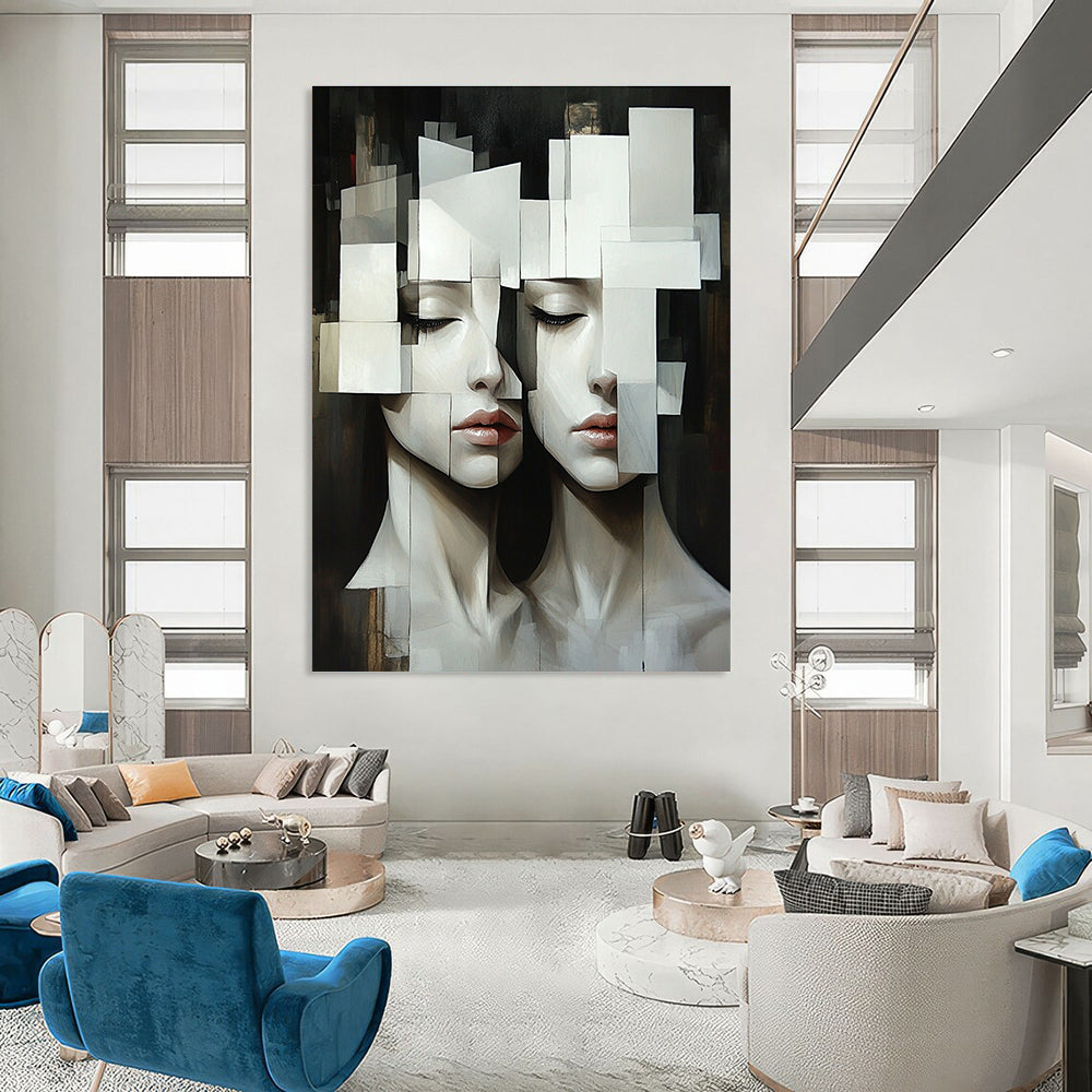 Cubist Faces Modern Abstract Painting for Art Enthusiasts GAB1503