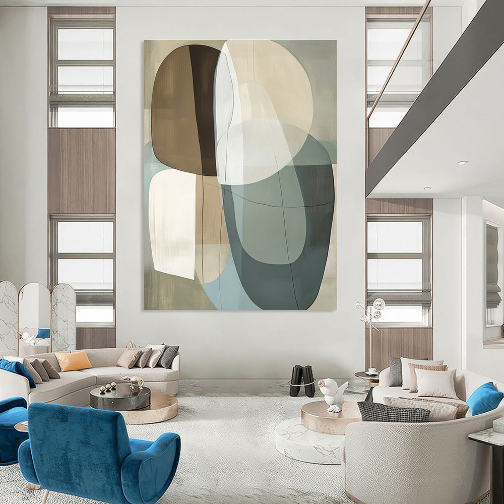 Overlapping Oval Shapes Abstract Painting for Minimalist Living Rooms GAB1361