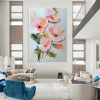 3D Pink Flower Bouquet Textured Abstract Painting for Elegant Spaces GAB1457