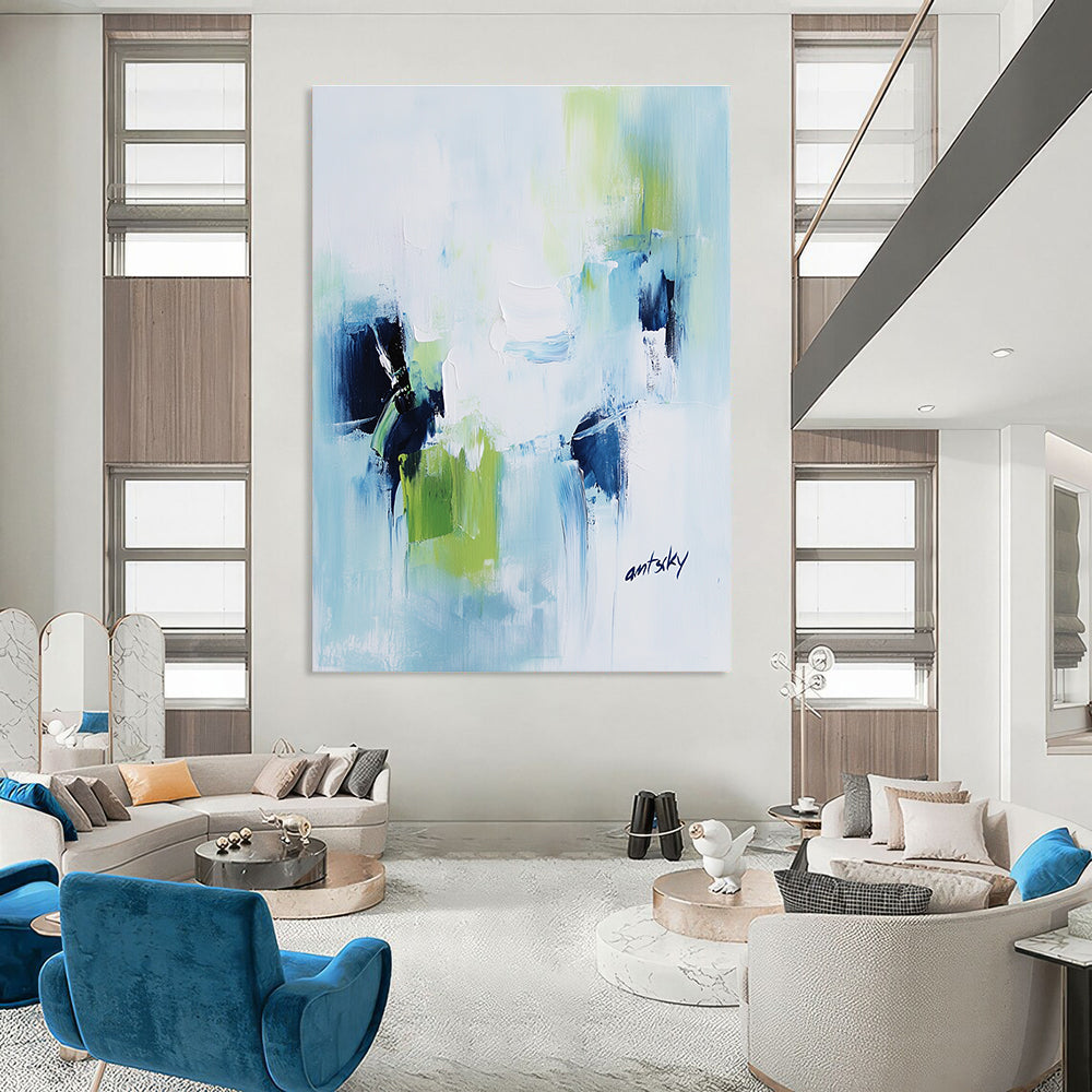 Cool Tones Abstract Painting for Minimalist Spa Retreats GAB1244