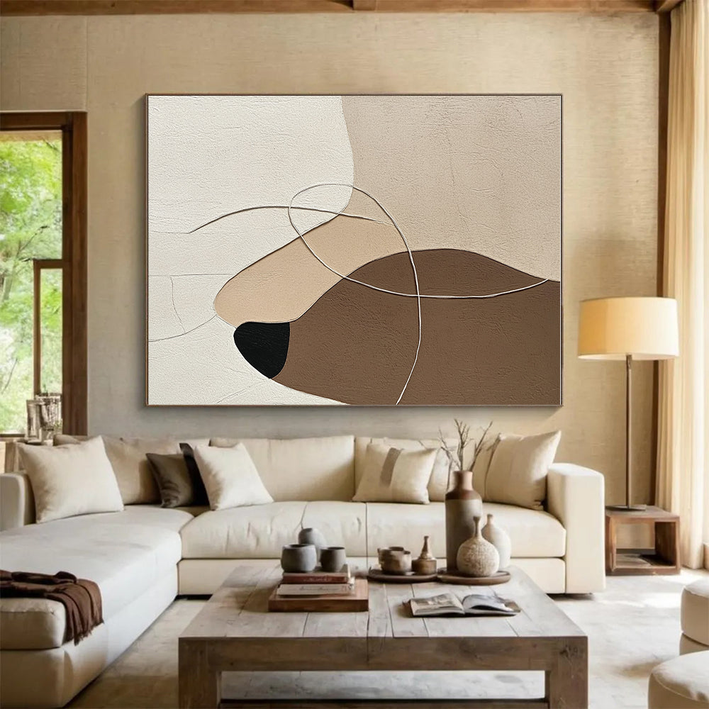 Neutral Shapes with Lines Abstract Painting with Calm Intricacy WINK149