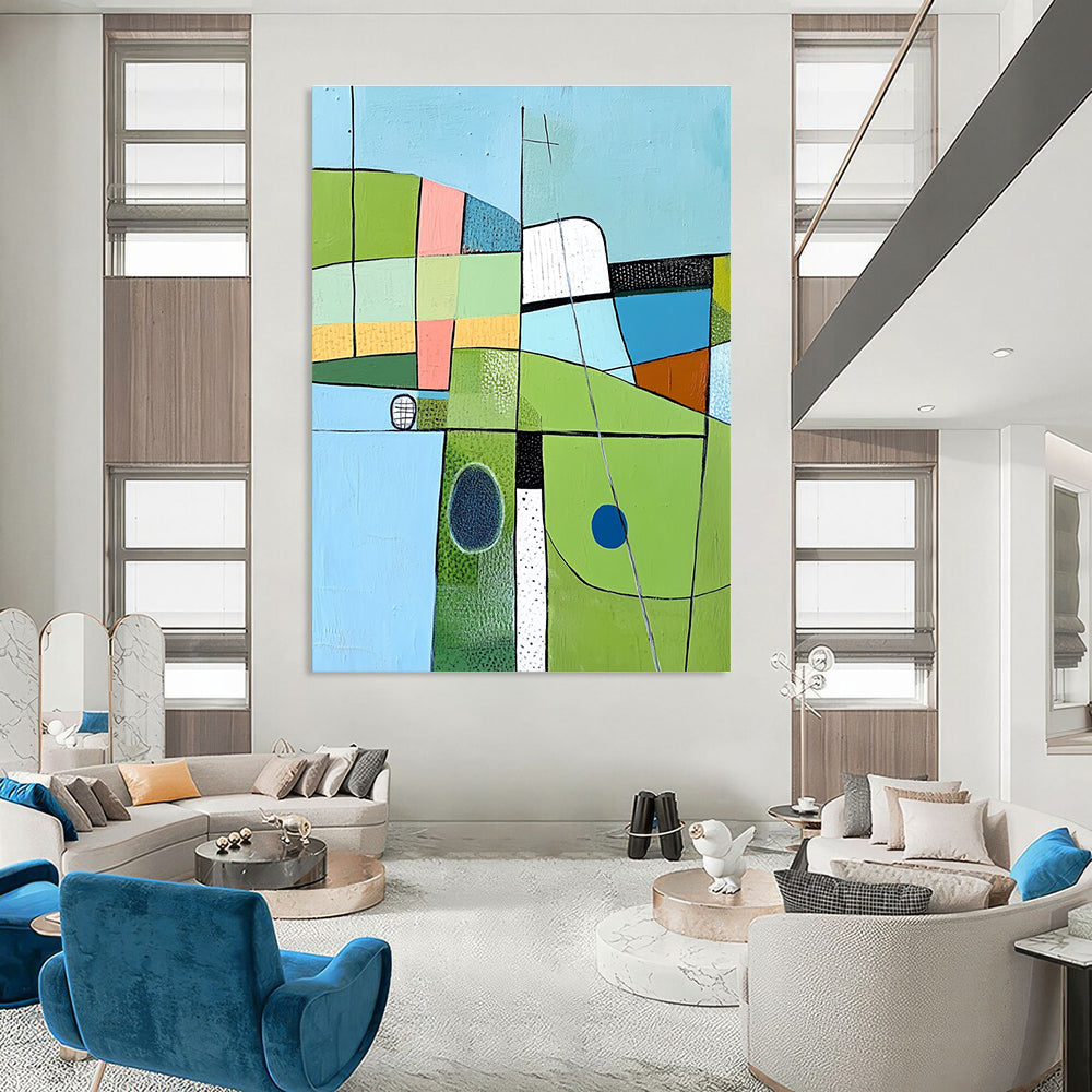 Geometric Landscape Art Modern Scenic Abstract Painting GAB0263