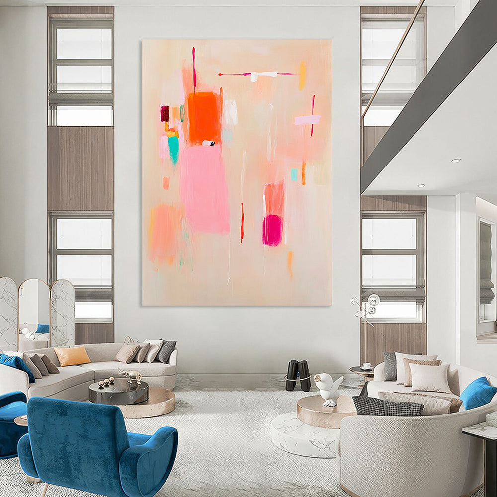 Pastel Color Block Abstract Painting for Charming - Styled Cafes GAB1096