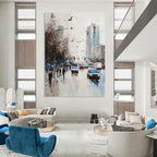 City Street Scene Abstract Painting with Dynamic Elements GAB0050