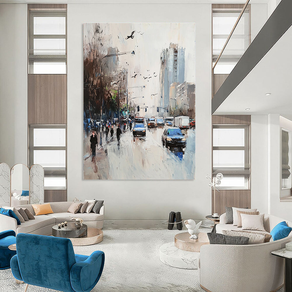 City Street Scene Abstract Painting with Dynamic Elements GAB0050