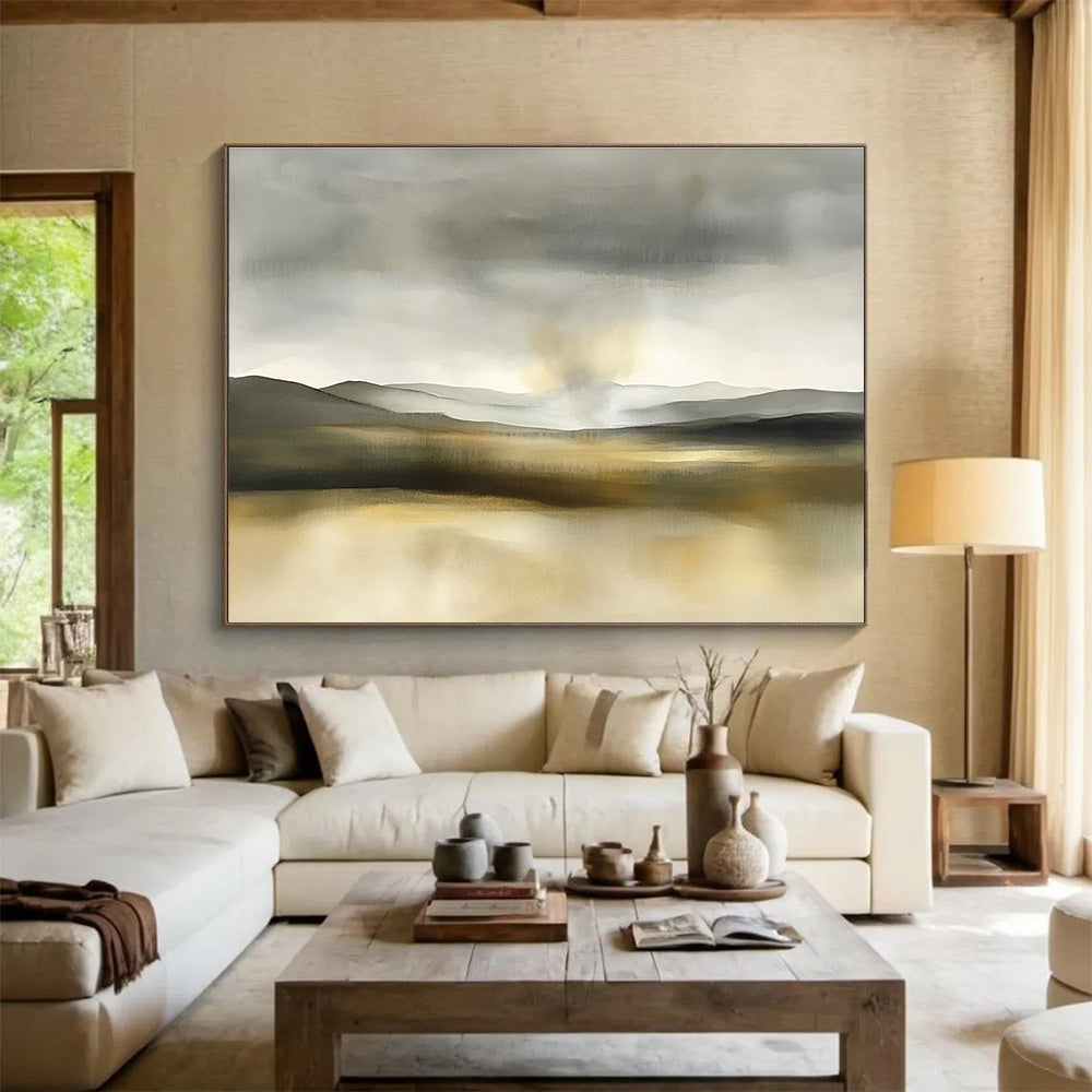Gray - Toned Landscape Abstract Painting with Depth ABS235