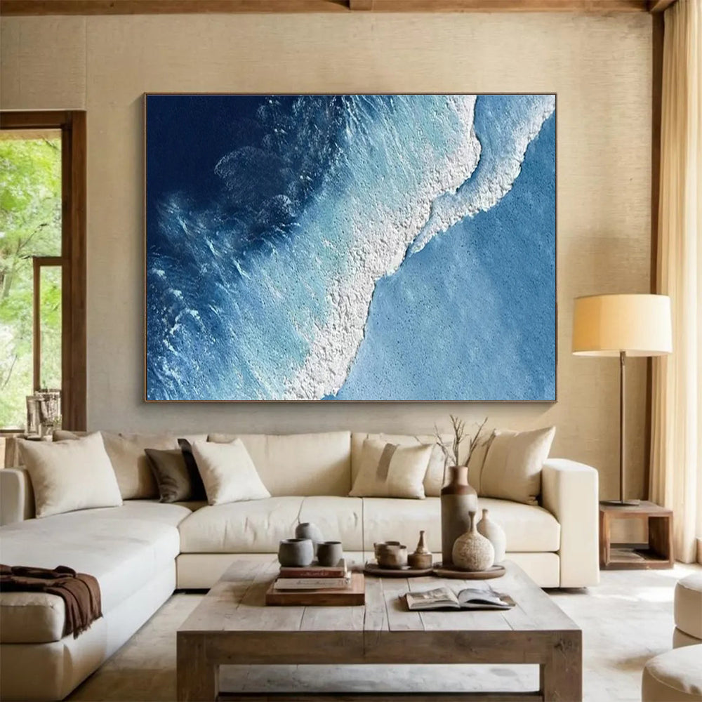 Aerial Ocean Wave Abstract Painting for Coastal - Themed Restaurants YHT258