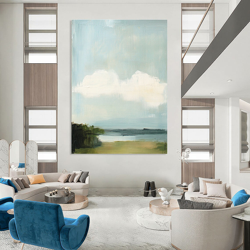 Serene Sky and Sea Abstract Painting for Coastal Home Decor GAB1290