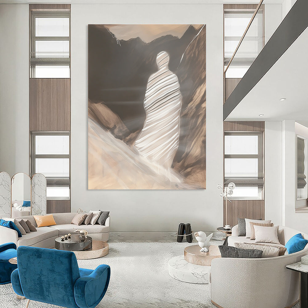 Figure in Mountainous Landscape - Mysterious Figurative Abstract Art GAB0427