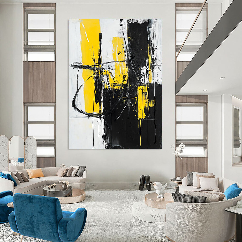Yellow Black Abstract - Dynamic Color - Block Abstract Painting GAB0650