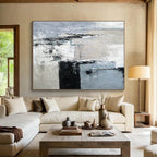 Monochrome Block Abstract Painting for Modern Corporate Offices YHT152