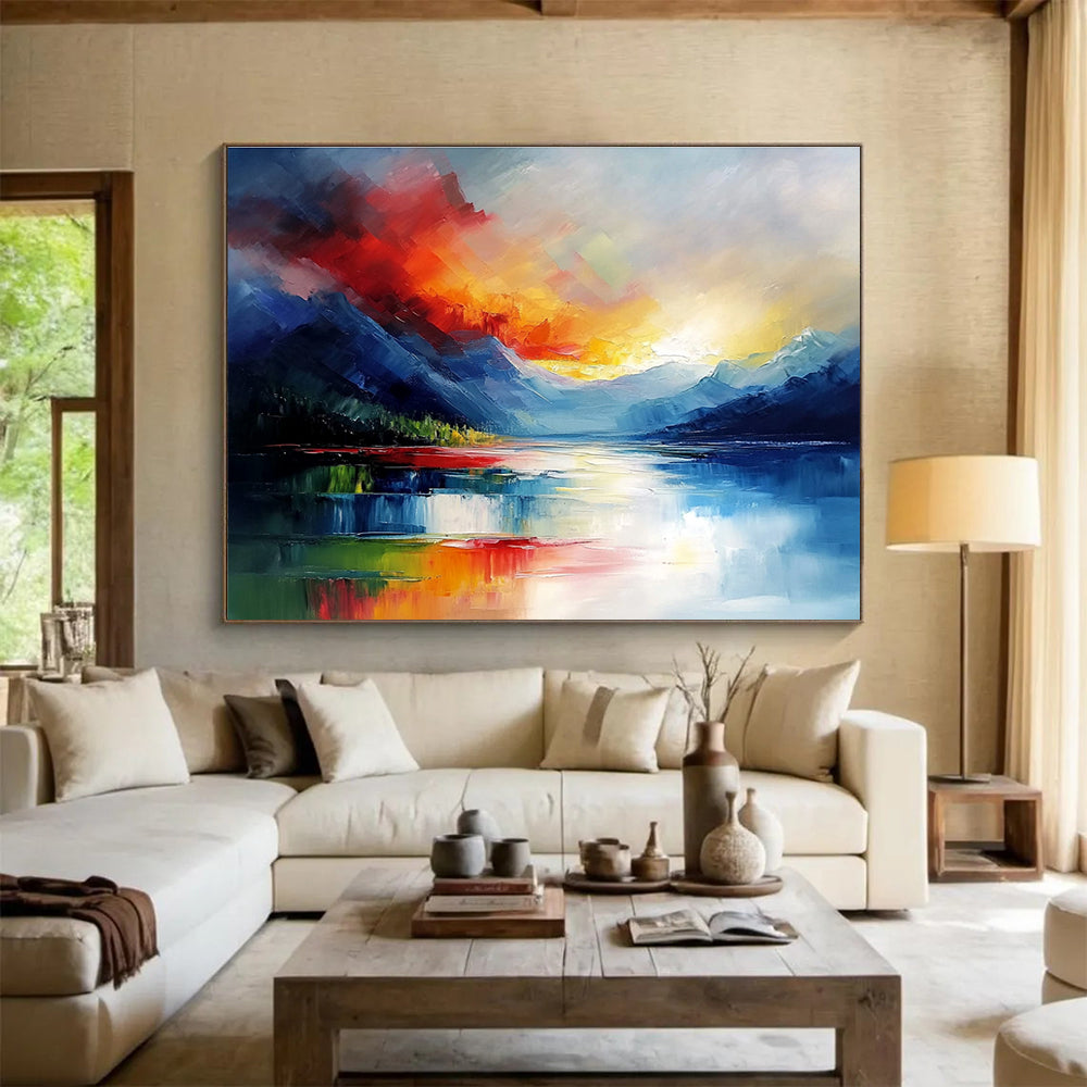 Impasto Sunset Mountain Abstract Painting ABS237