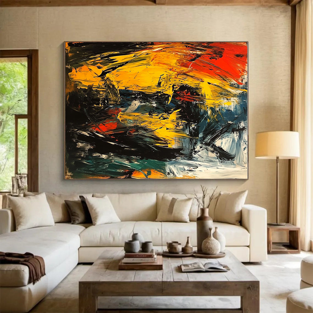 Fiery Color Burst Abstract Painting with Dynamic Energy WINK750
