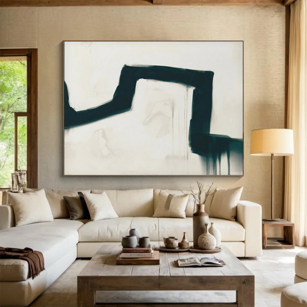 Black - White Drip Abstract Painting for Edgy Galleries YHT115
