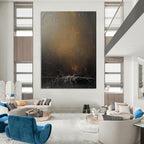 Dark Textured Canvas Mysterious Abstract Painting for Dramatic Spaces GAB1474