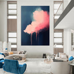 Pink Dripping Cloud Abstract Painting for Bohemian - Styled Living Rooms GAB1104
