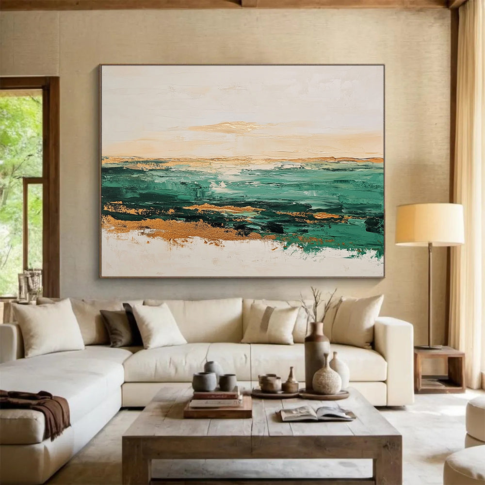 Gold - Accented Sea Abstract Painting ABS240