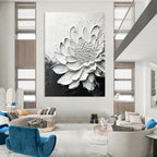 Large White Daisy Abstract Painting for Minimalist - Inspired Gardens GAB1006