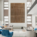 Brown and White Line Abstract Painting with Minimalist Design GAB0049