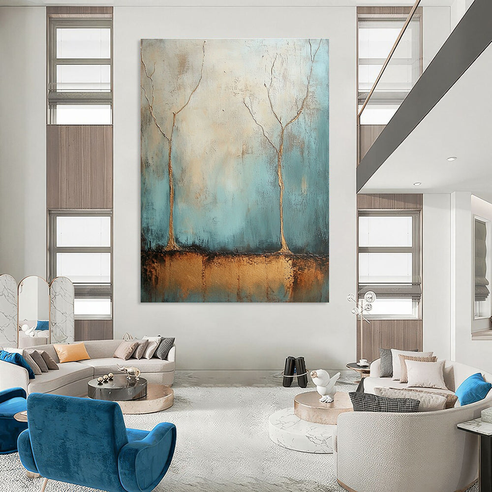 Two Trees Abstract Painting for Minimalist - Styled Gardens GAB1079
