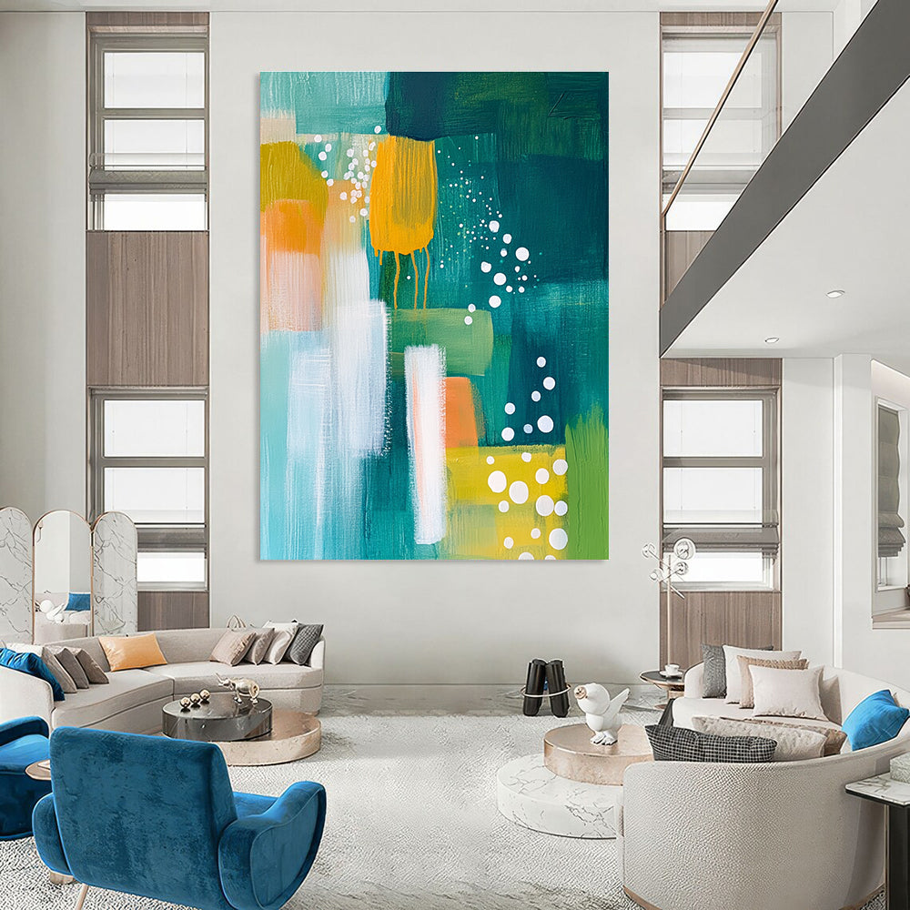 Colorful Bubbles Abstract Painting for Playful Cafes GAB1083