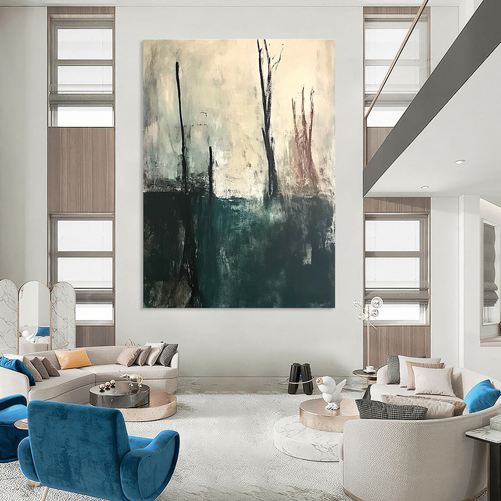 Dark Trees Abstract Painting for Mysterious Studies GAB0748