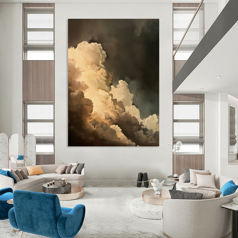 Dark Clouds Abstract Painting for Dramatic Home Theater Foyers HENG014