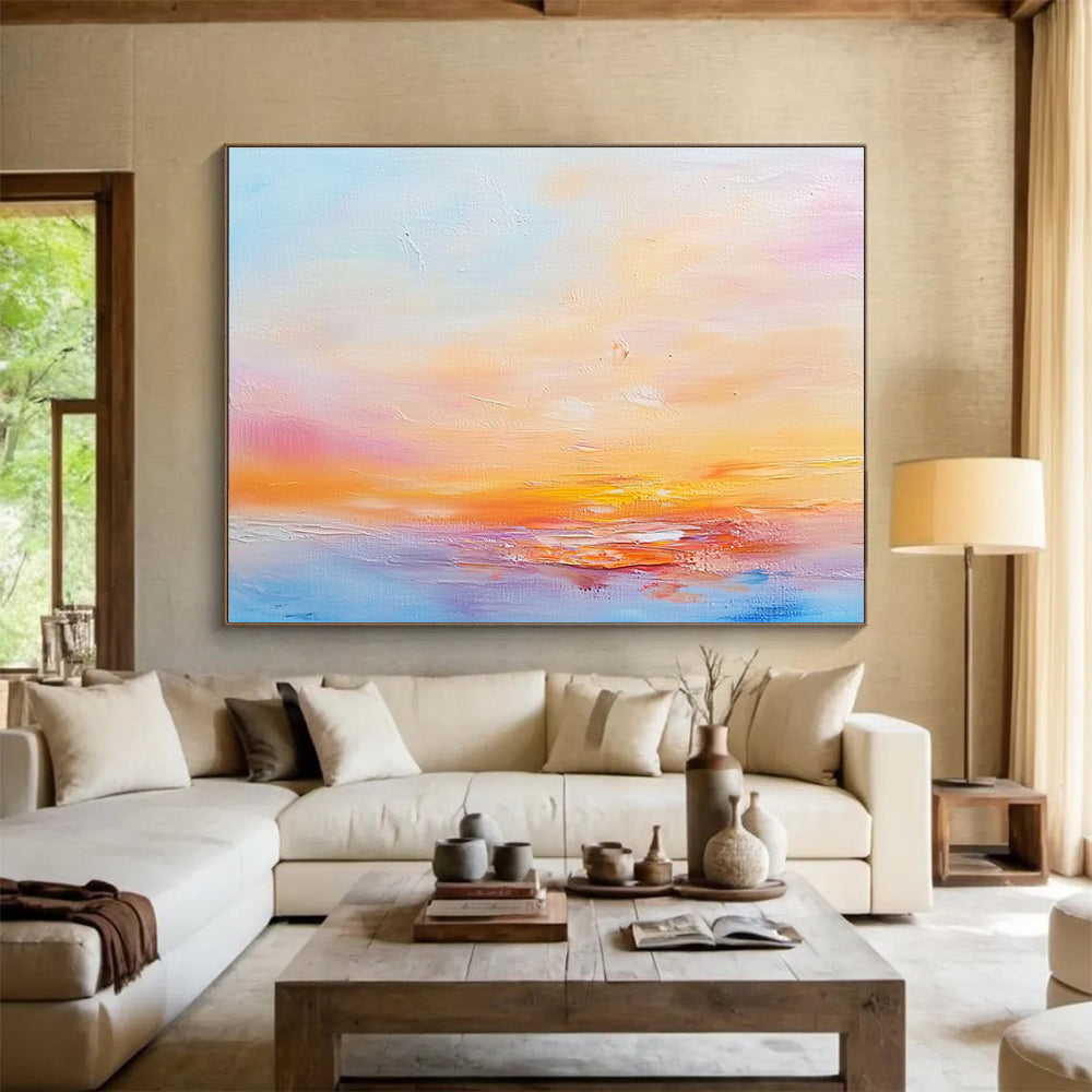Pastel Sunset Abstract Painting with Dreamy Warmth ABS440