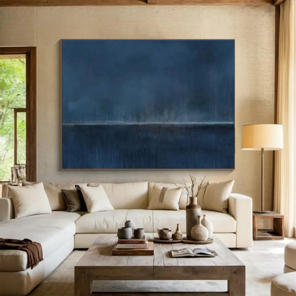 Dark Rainy Sea Abstract Painting for Nautical - Themed Home Theaters YHT272