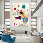 Whimsical Doodle Abstract Painting with Playful Forms GAB0102