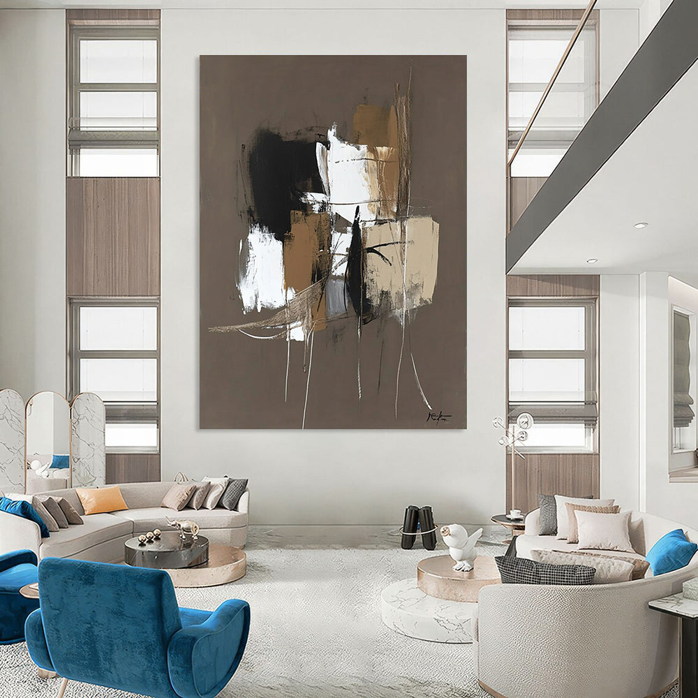 Brown - Toned Abstract Composition Painting for Minimalist Living Room Corners GAB1200