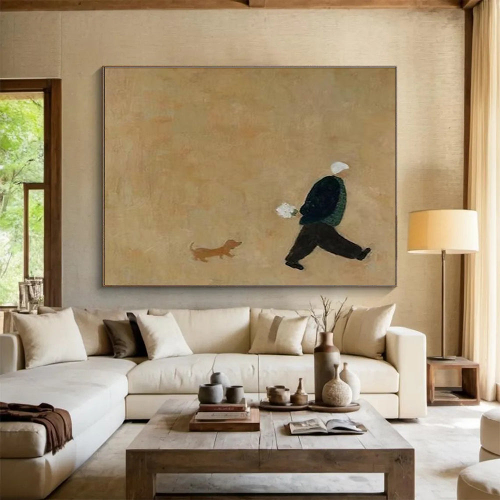 Man and Dog Abstract Painting for Heartwarming Spaces YHT109
