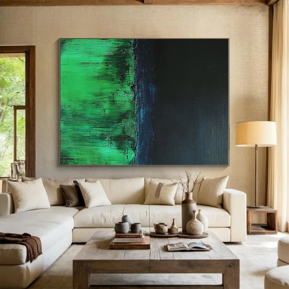 Dark Green and Blue Abstract Painting with Night Sky Vibes WINK116