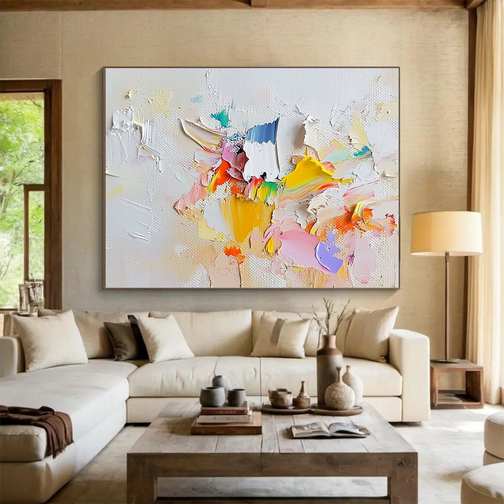 Textured Color Burst Abstract Painting with Playful Energy WINK583