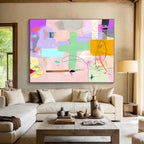 Colorful Geometric Collage Abstract Painting with Vivid Diversity WINK209
