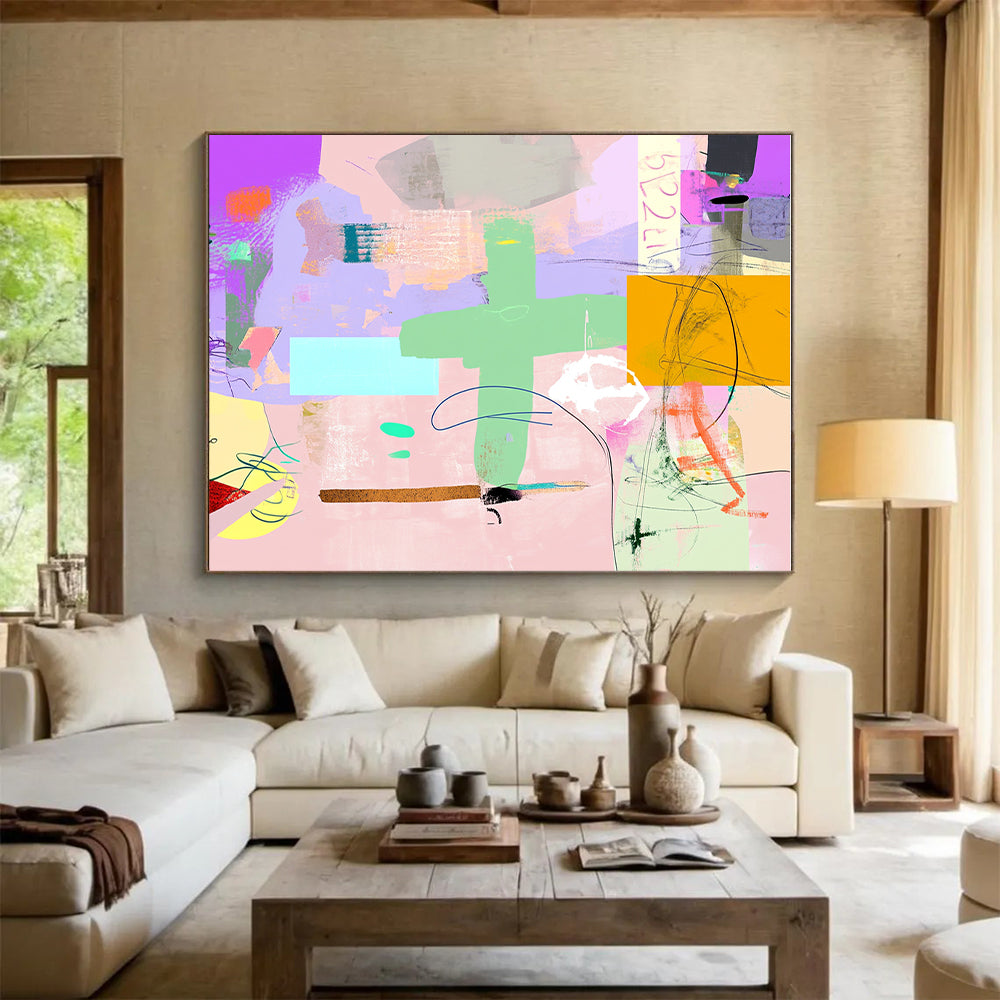 Colorful Geometric Collage Abstract Painting with Vivid Diversity WINK209