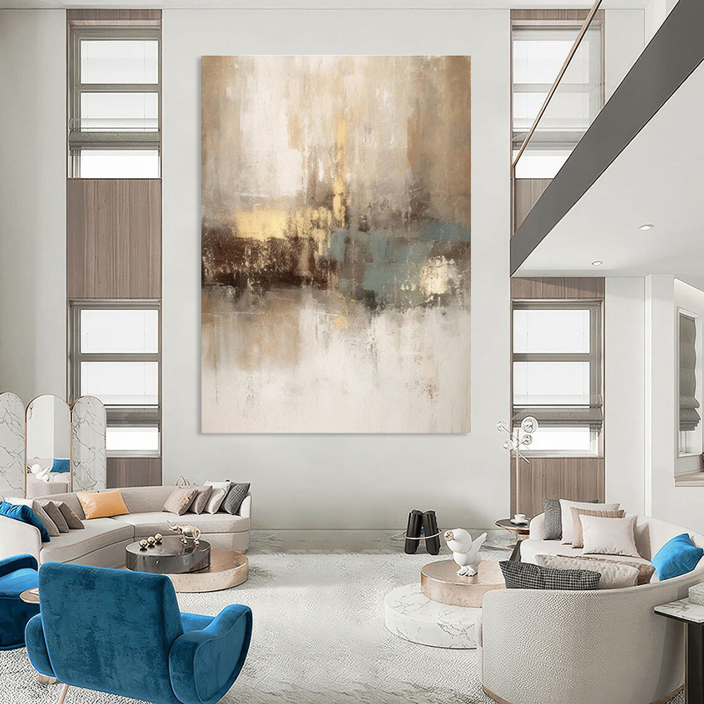 Neutral Tones Abstract Painting for Timeless Home Decor HENG068