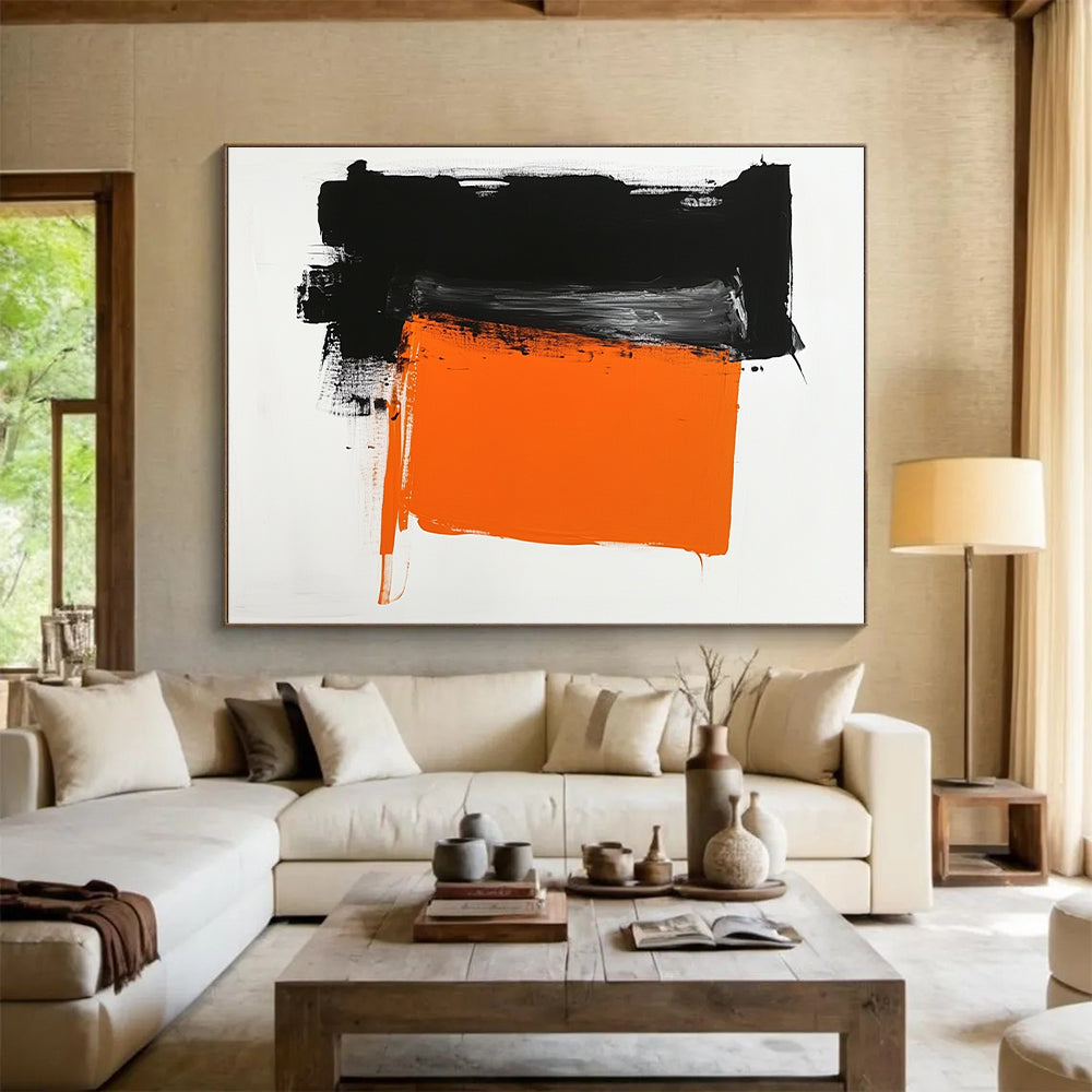 Black and Orange Abstract Painting with Bold Forms WINK830